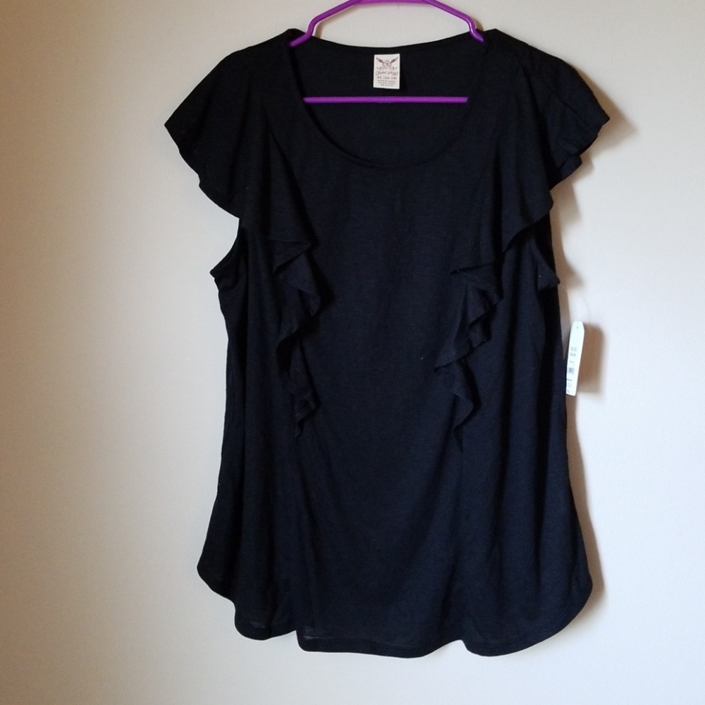 Black top with frilly detail